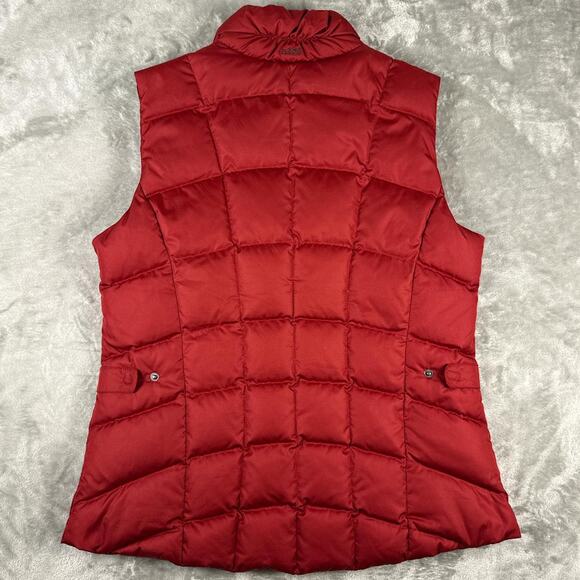 Eddie Bauer Down Puffer Vest Womens Medium Maroon Red Quilted Sleeveless - Picture 3 of 7